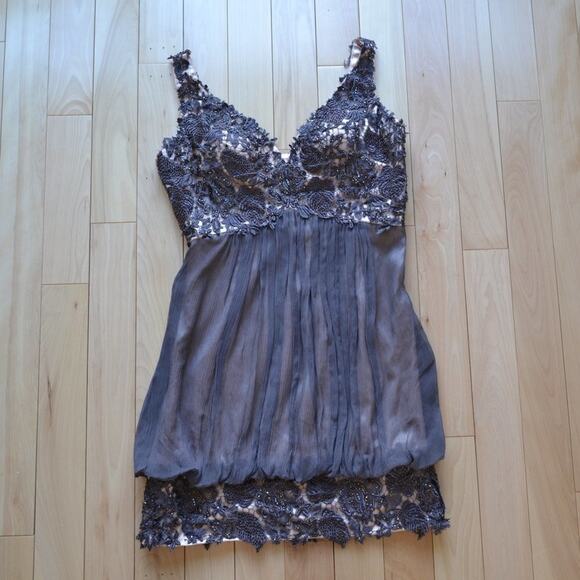 Jovani Beaded 100% Silk Cocktail Dress - Picture 1 of 4